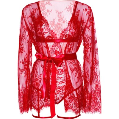LEG AVENUE 86123 SET BODY BATA DE LIGUERO ROJO TALLA S