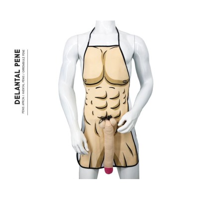 DIABLO PICANTE DELANTAL CON PENE 3D MUSCULOSO Y ATREVIDO