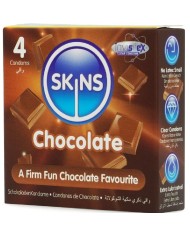 SKINS PRESERVATIVOS PREMIUM SABOR CHOCOLATE PACK 4