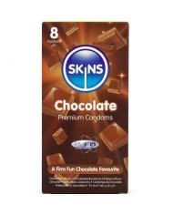 SKINS PRESERVATIVOS PREMIUM SABOR CHOCOLATE PACK 8