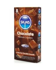 SKINS PRESERVATIVOS PREMIUM SABOR CHOCOLATE PACK 8