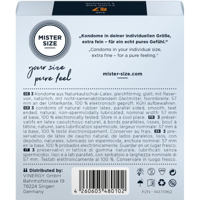 MISTER SIZE PRESERVATIVOS TALLA L 57 MM 3 UNIDADES