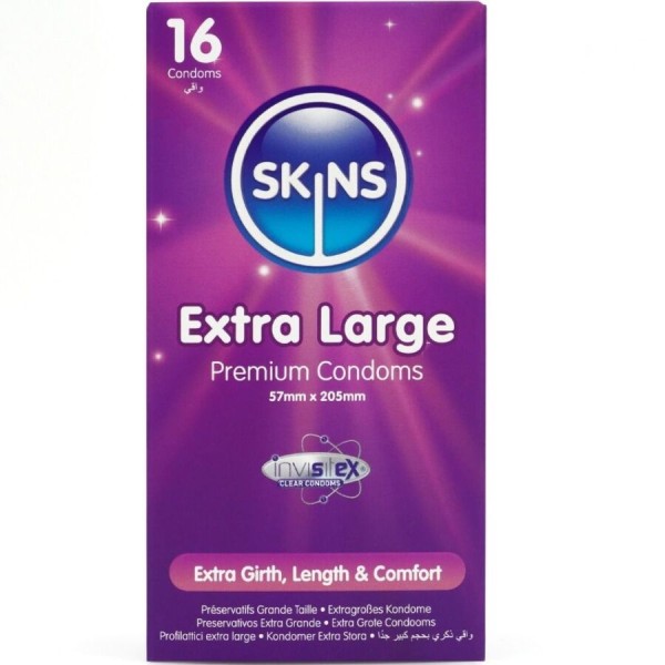 SKINS TAMANO XL PRESERVATIVOS PREMIUM PACK 16