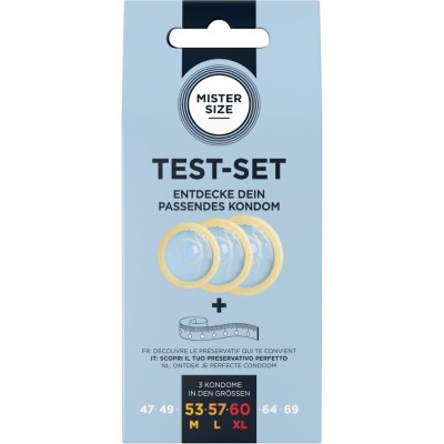 MISTER SIZE TEST SET 3 PRESERVATIVOS DIFERENTES TALLAS CINTA METRICA