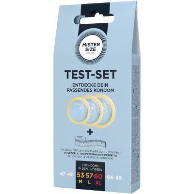MISTER SIZE TEST SET 3 PRESERVATIVOS DIFERENTES TALLAS CINTA METRICA