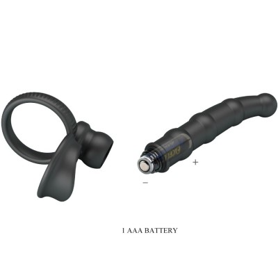 PRETTY LOVE TATUM ANILLO VIBRADOR PENE CON PLUG 10 VIBRACIONES NEGRO