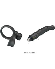 PRETTY LOVE TATUM ANILLO VIBRADOR PENE CON PLUG 10 VIBRACIONES NEGRO