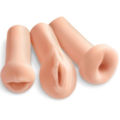 KIT 3 MASTURBADORES REALISTAS BOCA VAGINA Y ANO FANTA FLESH
