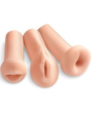 KIT 3 MASTURBADORES REALISTAS BOCA VAGINA Y ANO FANTA FLESH