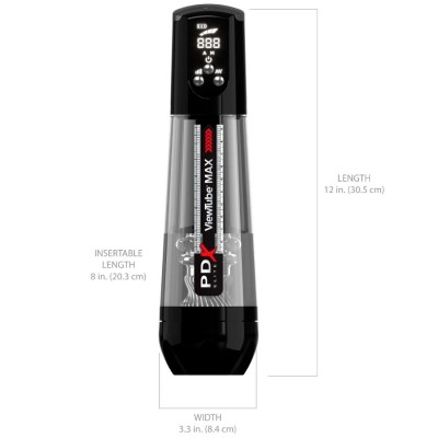 PDX ELITE VIEWTUBE MAX VIEW MASTURNADOR AUTOMATICO CON SUCCION TRANSPARENTE