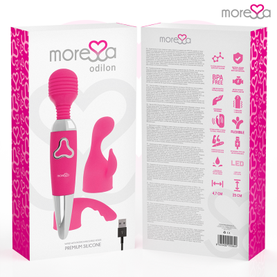 MORESSA ODILON WAND POTENTE MOTOR MAS DOS CABEZALES PREMIUM SILICONE RECARGABLE