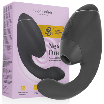 WOMANIZER DUO NEXT ESTIMULADOR VIBRADOR DUAL CLITORIS PUNTOG NEGRO