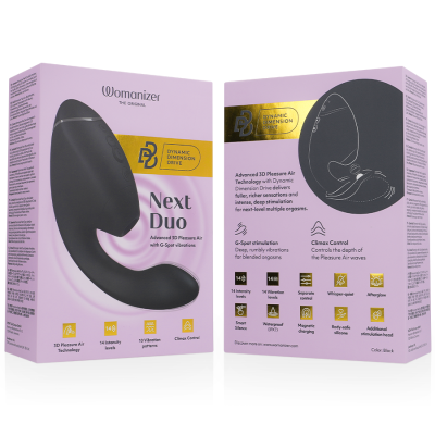 WOMANIZER DUO NEXT ESTIMULADOR VIBRADOR DUAL CLITORIS PUNTOG NEGRO