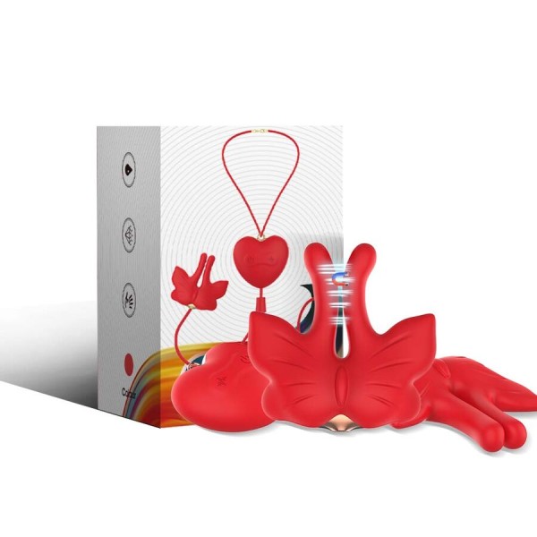 ARMONY PINZAS PARA PEZONES MAGNETICA CON VIBRACION FORMA MARIPOSA ROJO