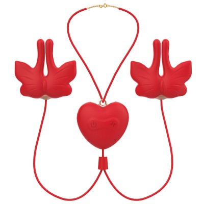 ARMONY PINZAS PARA PEZONES MAGNETICA CON VIBRACION FORMA MARIPOSA ROJO