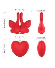 ARMONY PINZAS PARA PEZONES MAGNETICA CON VIBRACION FORMA MARIPOSA ROJO