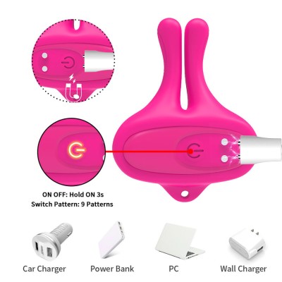 ARMONY PINZAS PARA PEZONES MAGNETICA CON VIBRACION FORMA CONEJO ROSA