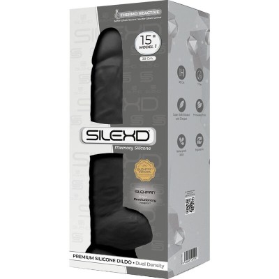 SILEXD MODELO 1 PENE REALISTICO SILICONA PREMIUM SILEXPAN NEGRO 38 CM