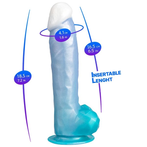 SILEXD ANGEL DILDO FANTASY SILICONA LIQUIDA TERMOREACTIVO AZUL CELESTE 203 CM