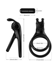ARMONY TRAVELER ANILLO DOBLE VIBRADOR PAREJA RABBIT NEGRO