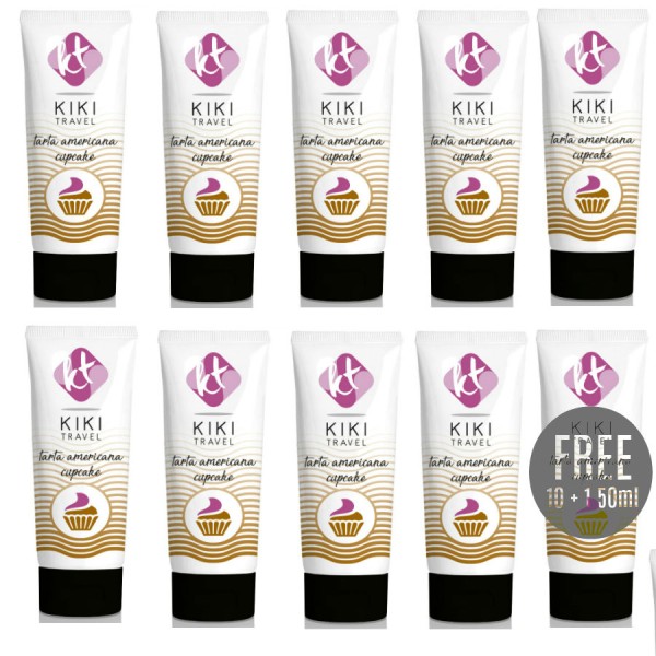 KIKI TRAVEL GEL DESLIZANTE SABOR A TARTA AMERICANA CUPCAKE 50 ML 10 1 GRATIS