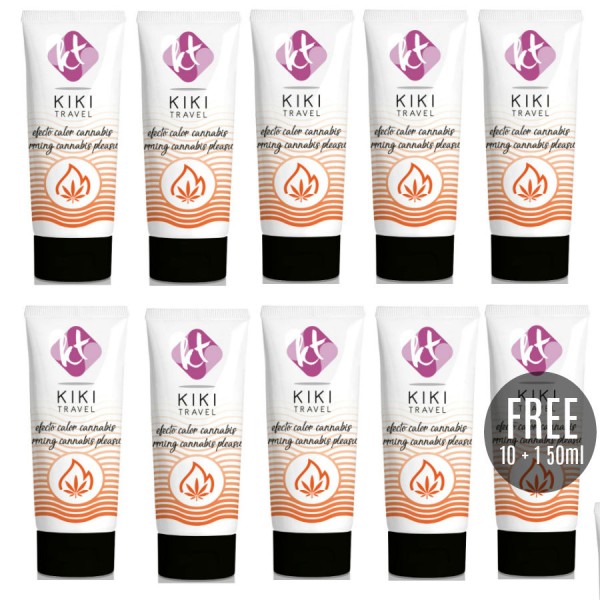 KIKI TRAVEL GEL DESLIZANTE SABOR A CANNABIS EFECTO CALOR INTENSO 50ML 10 1 GRATIS