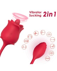 ARMONY ROSA 2 EN 1 ESTIMULADOR SUCCIONADOR VIBRADOR 10 MODOS CON COLA ROJO