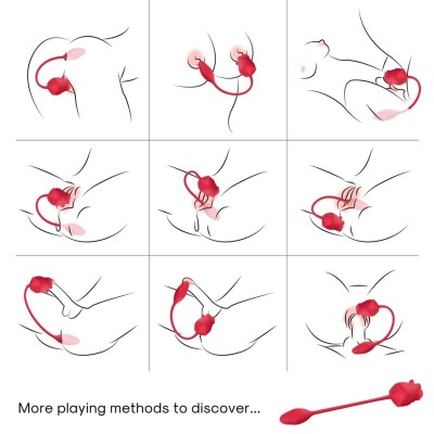ARMONY ROSA 2 EN 1 ESTIMULADOR SUCCIONADOR VIBRADOR 10 MODOS CON COLA ROJO