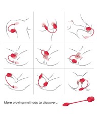 ARMONY ROSA 2 EN 1 ESTIMULADOR SUCCIONADOR VIBRADOR 10 MODOS CON COLA ROJO