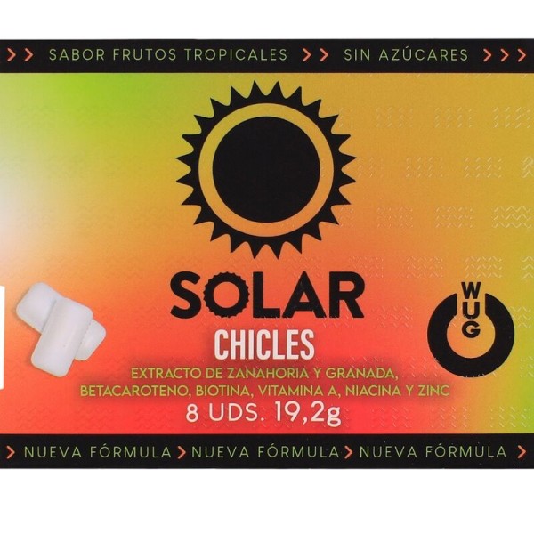 WUG solar El chicle funcional con vitaminas y zinc sabor frutos tropicales BLISTER 8 UDS