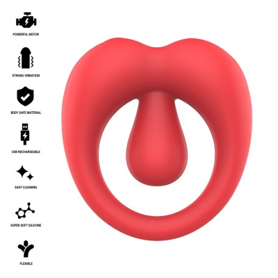 INTENSE RUSSELL ANILLO VIBRADOR CON ESTIMULACION DE CLITORIS ROJO