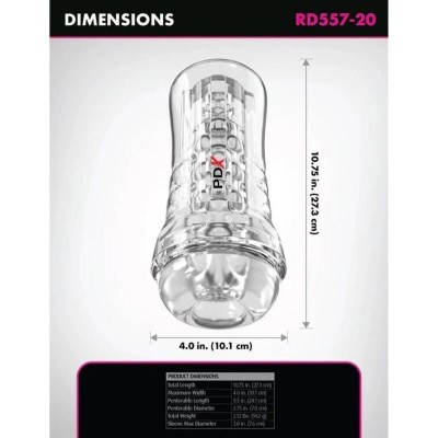 PDX ELITE MASTURBADOR TRANSPARENTE VIEWTUBE PLUS SEE THRU EZ GRIP 21 CM