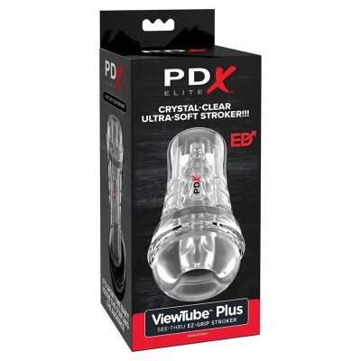 PDX ELITE MASTURBADOR TRANSPARENTE VIEWTUBE PLUS SEE THRU EZ GRIP 21 CM
