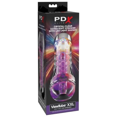 PDX ELITE MASTURBADOR TRANSPARENTE VIEWTUBE XXL LED STROKER 273 CM