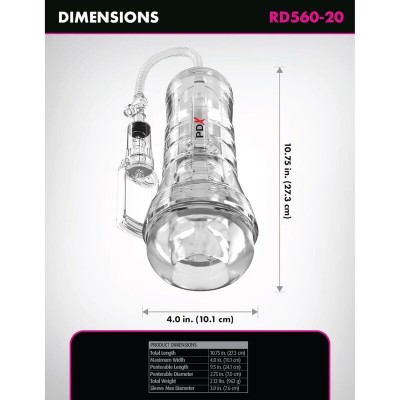 PDX ELITE MASTURBADOR TRANSPARENTE VIEWTUBE VAC XXL CON BOMBA DE SUCCION 273 CM