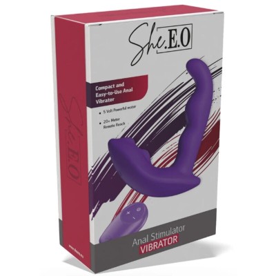 SHEEO ESTIMULADOR ANAL VIBRADOR ROTATIVO CON CONTROL REMOTO MORADO