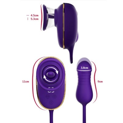 SHEEO SUCCIONADOR DE CLITORIS CON EFECTO LICKING Y ESTIMULADOR ANAL MORADO