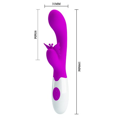 PRETTY LOVE BUTTERFLY KISS VIBRADOR RABBIT 30 FUNCIONES MORADO
