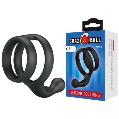 CRAZY BULL YANCY ANILLO DOBLE PARA PENE Y TESTICULOS SILICONA NEGRO