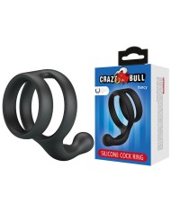 CRAZY BULL YANCY ANILLO DOBLE PARA PENE Y TESTICULOS SILICONA NEGRO