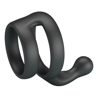 CRAZY BULL YANCY ANILLO DOBLE PARA PENE Y TESTICULOS SILICONA NEGRO