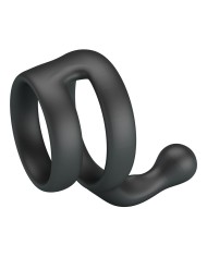 CRAZY BULL YANCY ANILLO DOBLE PARA PENE Y TESTICULOS SILICONA NEGRO