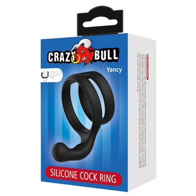 CRAZY BULL YANCY ANILLO DOBLE PARA PENE Y TESTICULOS SILICONA NEGRO