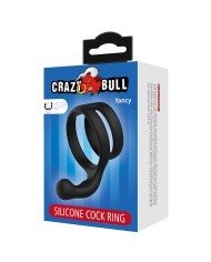 CRAZY BULL YANCY ANILLO DOBLE PARA PENE Y TESTICULOS SILICONA NEGRO