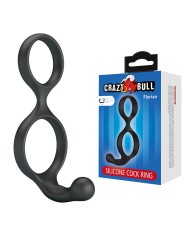 CRAZY BULL FLORIAN ANILLO DOBLE PARA PENE Y TESTICULOS SILICONA NEGRO