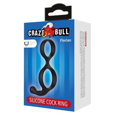 CRAZY BULL FLORIAN ANILLO DOBLE PARA PENE Y TESTICULOS SILICONA NEGRO