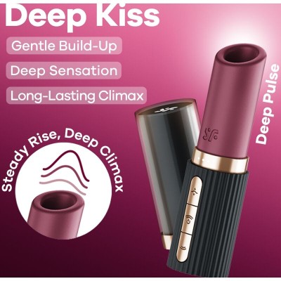 SATISFYER DEEP KISS ESTIMULADOR CLITORIS POR ONDAS GRANATE NEGRO