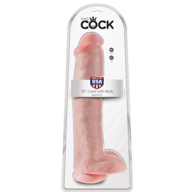 KING COCK DILDO REALISTA CON TESTICULOS Y VENTOSA 38 CM COLOR NATURAL