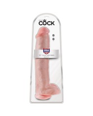 KING COCK DILDO REALISTA CON TESTICULOS Y VENTOSA 38 CM COLOR NATURAL