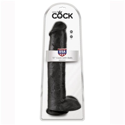 KING COCK DILDO REALISTA CON TESTICULOS 38 CM COLOR NEGRO